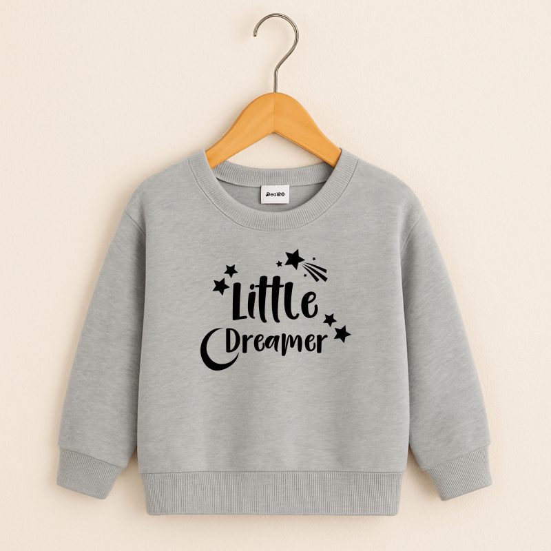 Little Dreamer Printed Heather Grey Sweatshirt for Young Kids