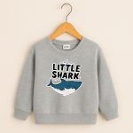 Little Shark Printed Heather Grey Sweatshirt for Young Kids