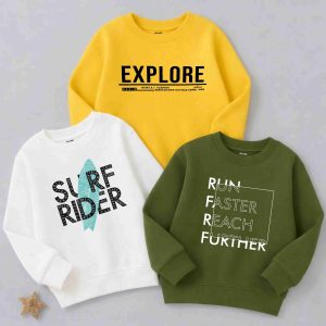Pack of 3 Surf Explore Faster Sweatshirts for Tween Kids