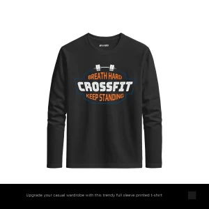 Breath Hard Printed Black Long Sleeve T-Shirt for Men