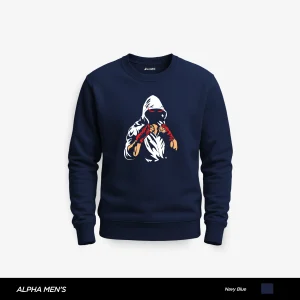 Fightcore Printed Navy Blue Sweatshirt for Men