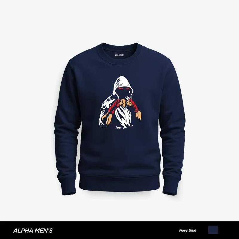 Fightcore Printed Navy Blue Sweatshirt for Men