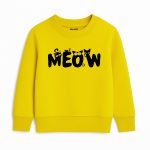 Meow Printed Yellow Sweatshirt for Girls