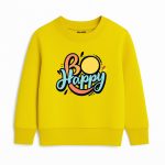 Be Happy Printed Yellow Sweatshirt for Girls