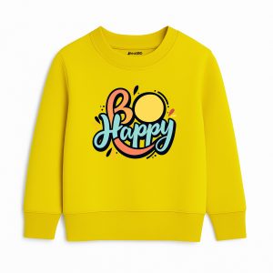 Be Happy Printed Yellow Sweatshirt for Girls