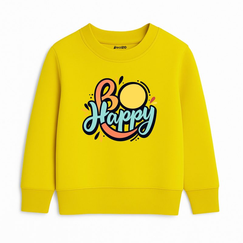 Be Happy Printed Yellow Sweatshirt for Girls