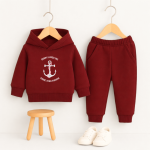 DLM Fishing Printed Maroon Hooded Tracksuit for Young Kids