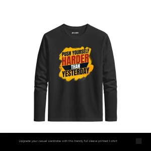 Push Yesterday Printed Black Long Sleeve T-Shirt for Men