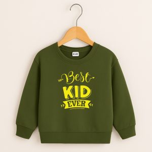 Best Kid Printed Army Green Sweatshirt for Young Kids