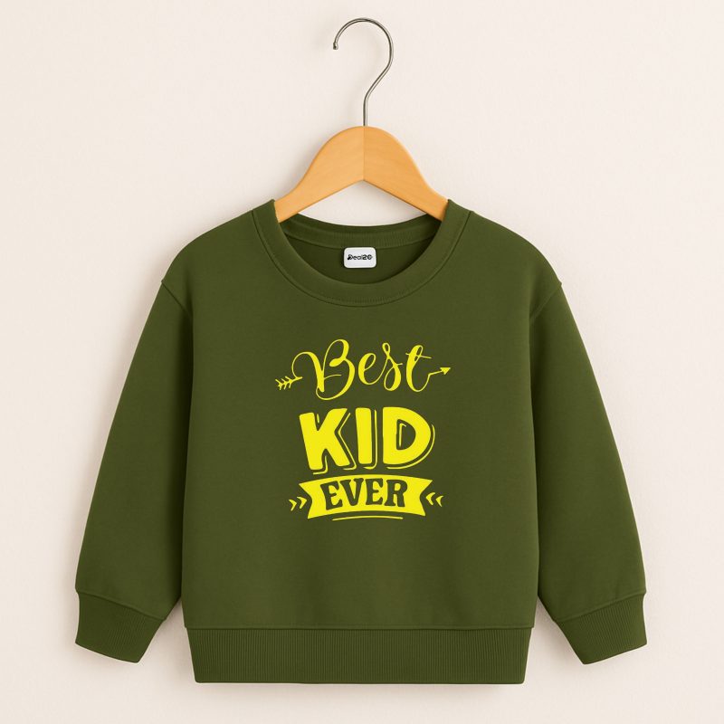Best Kid Printed Army Green Sweatshirt for Young Kids