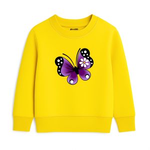 Butterfly Printed Yellow Sweatshirt for Girls