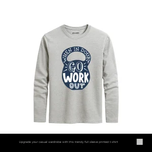 Doubt Out Printed Heather Grey Long Sleeve T-Shirt for Men