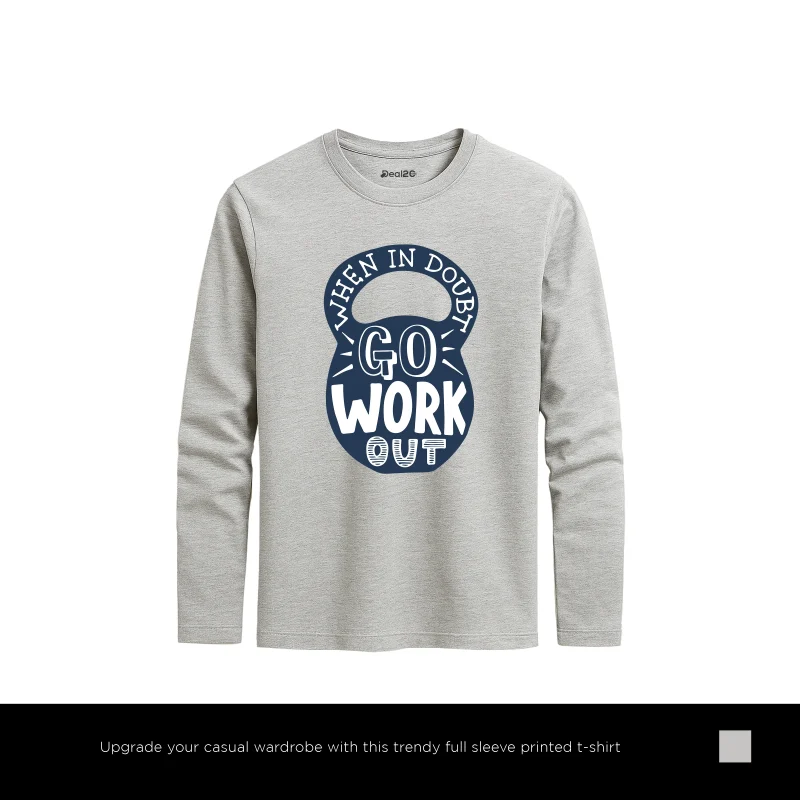 Doubt Out Printed Heather Grey Long Sleeve T-Shirt for Men