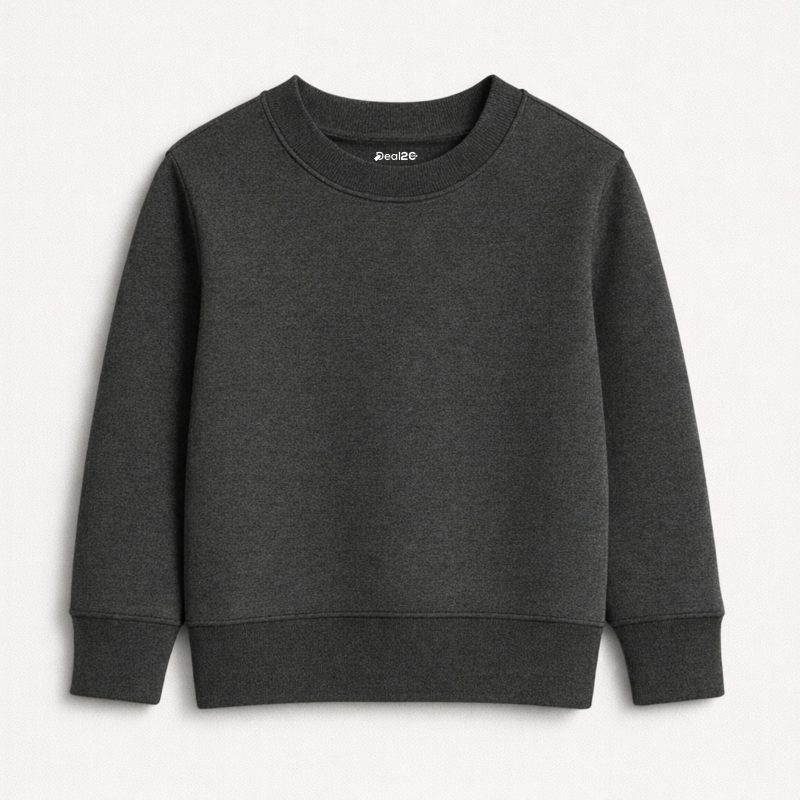 Charcoal Plain Sweatshirt for Kids - Unisex
