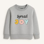Spread Joy Printed Heather Grey Sweatshirt for Girls