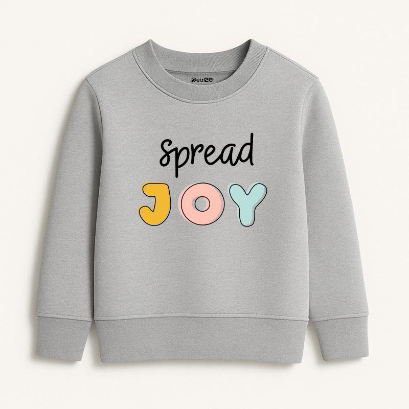 Spread Joy Printed Heather Grey Sweatshirt for Girls