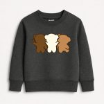 Trio Bear Printed Charcoal Sweatshirt for Girls