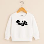 Smile Printed White Sweatshirt for Young Kids