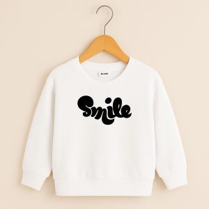 Smile Printed White Sweatshirt for Young Kids