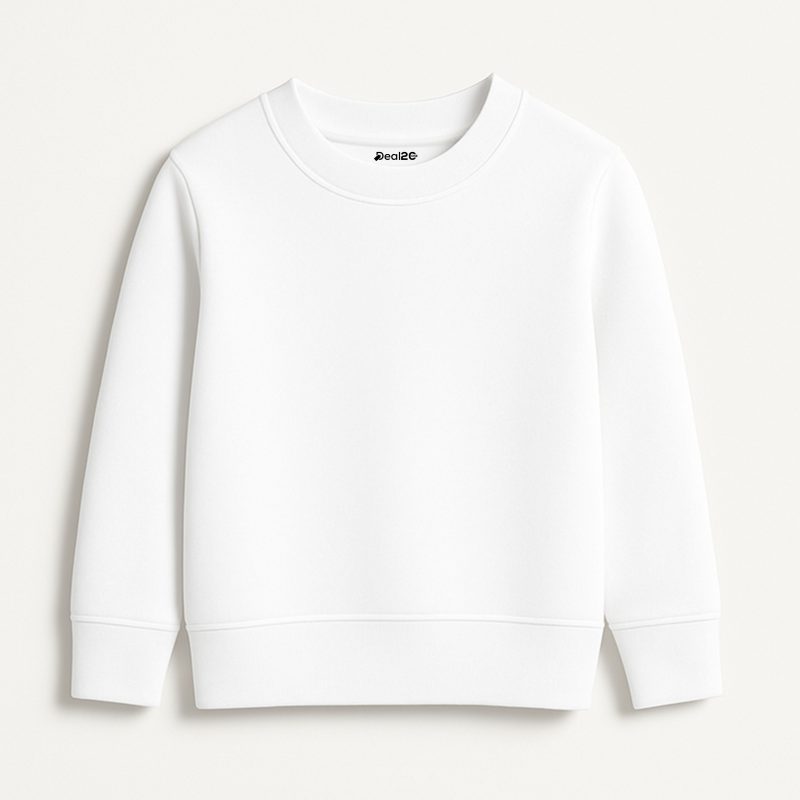 White Plain Sweatshirt for Kids - Unisex
