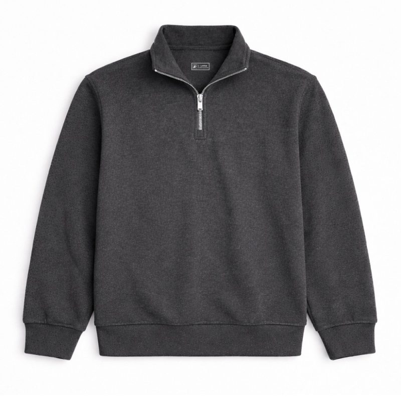 Charcoal Half Zip - Lined Sweatshirt for Mens Charcoal Half Zip - Lined Sweatshirt for Mens