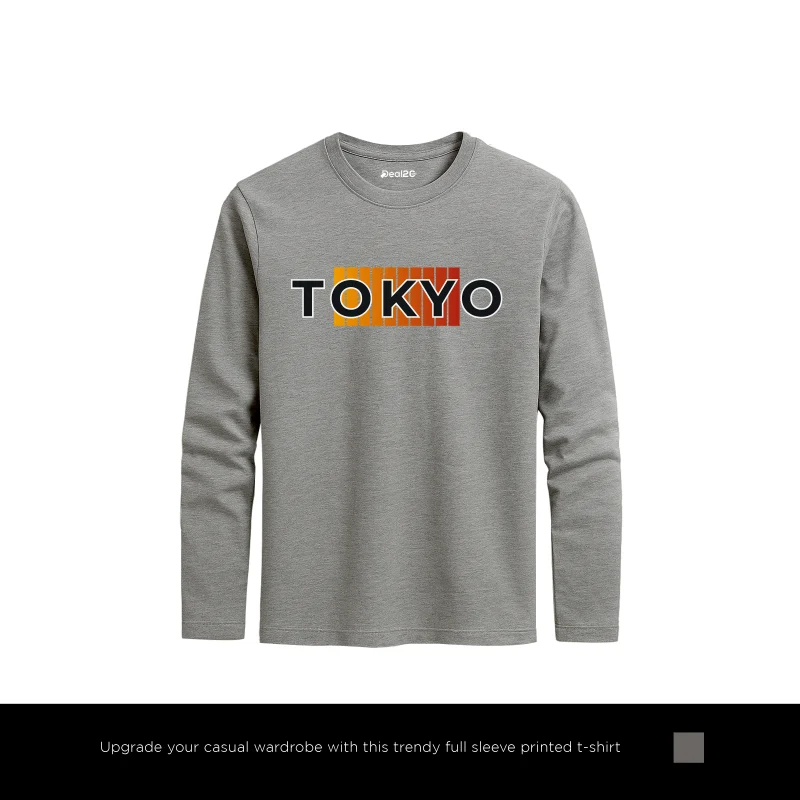 Zone Tokyo Printed Charcoal Long Sleeve T-Shirt for Men Zone Tokyo Printed Charcoal Long Sleeve T-Shirt for Men