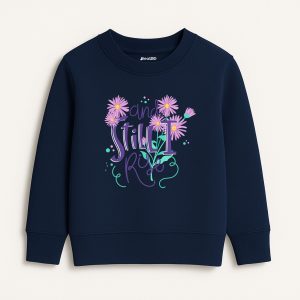 Still Rise Printed Navy Blue Sweatshirt for Girls