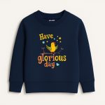 Glorious Day Printed Navy Blue Sweatshirt for Girls