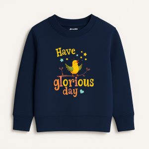 Glorious Day Printed Navy Blue Sweatshirt for Girls