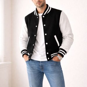 Black & White Men Varsity Jacket