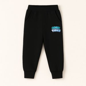 Good Vibes Black Sweatpant for Kids