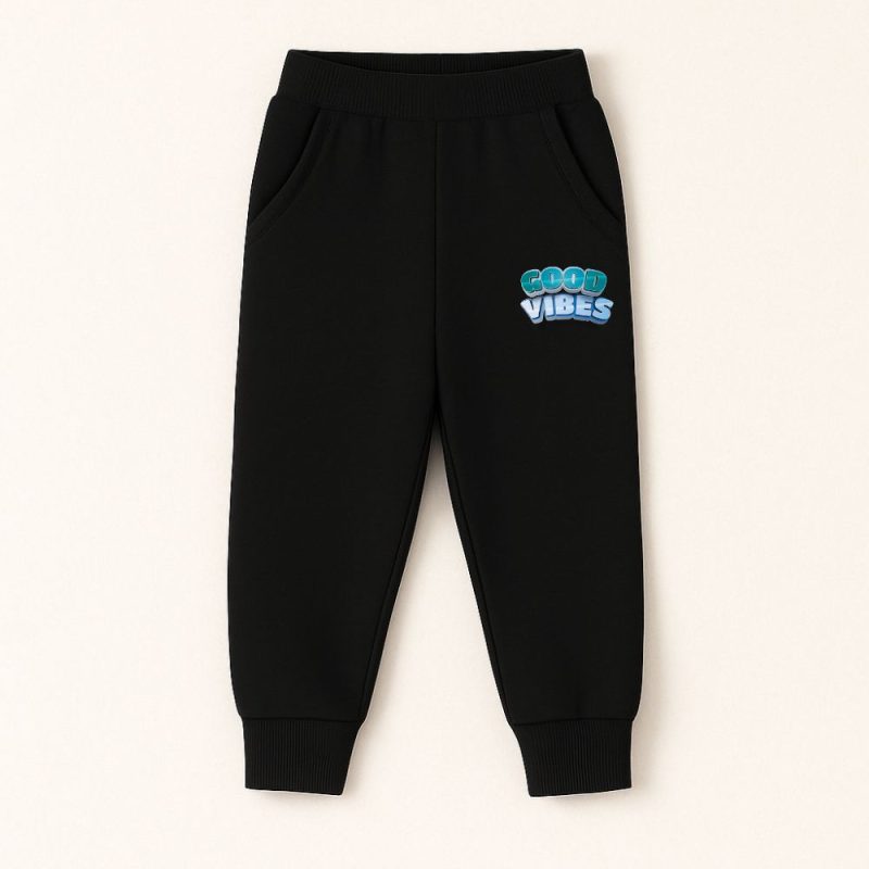 Good Vibes Black Sweatpant for Kids