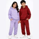 Maroon and Purple Kids Hooded Tracksuit