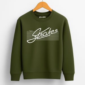 The Strokes Printed Army Green Sweatshirt for Tween Kids