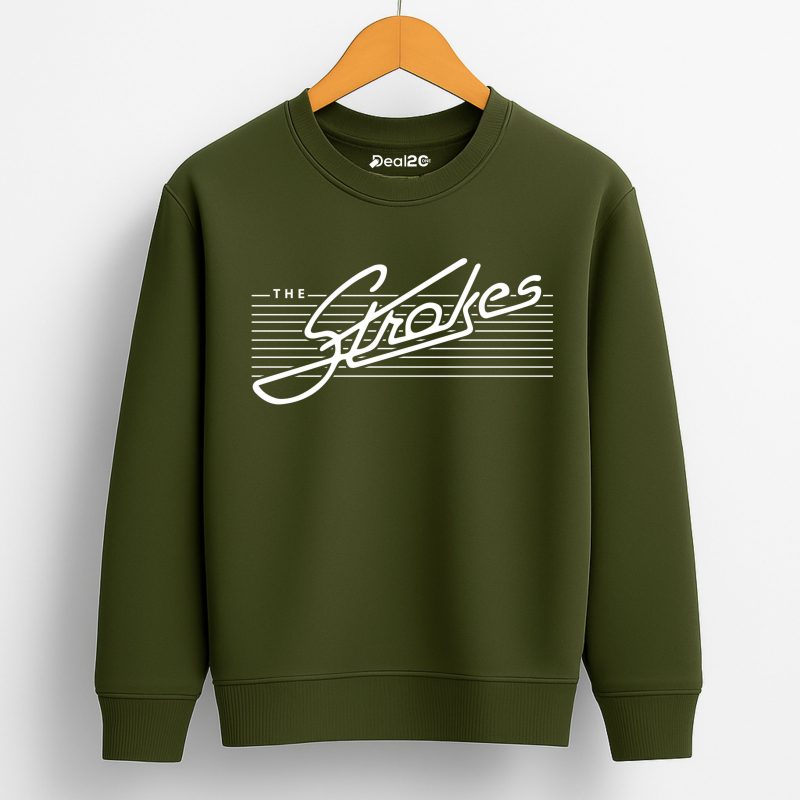 The Strokes Printed Army Green Sweatshirt for Tween Kids