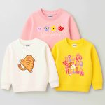 Pack of 3 Hello Good Flower Printed Sweatshirts for Girls