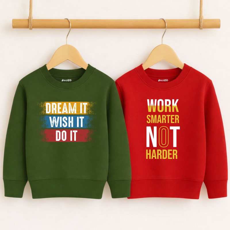Pack of 2 Work Smart Printed Sweatshirts for Tween Kids