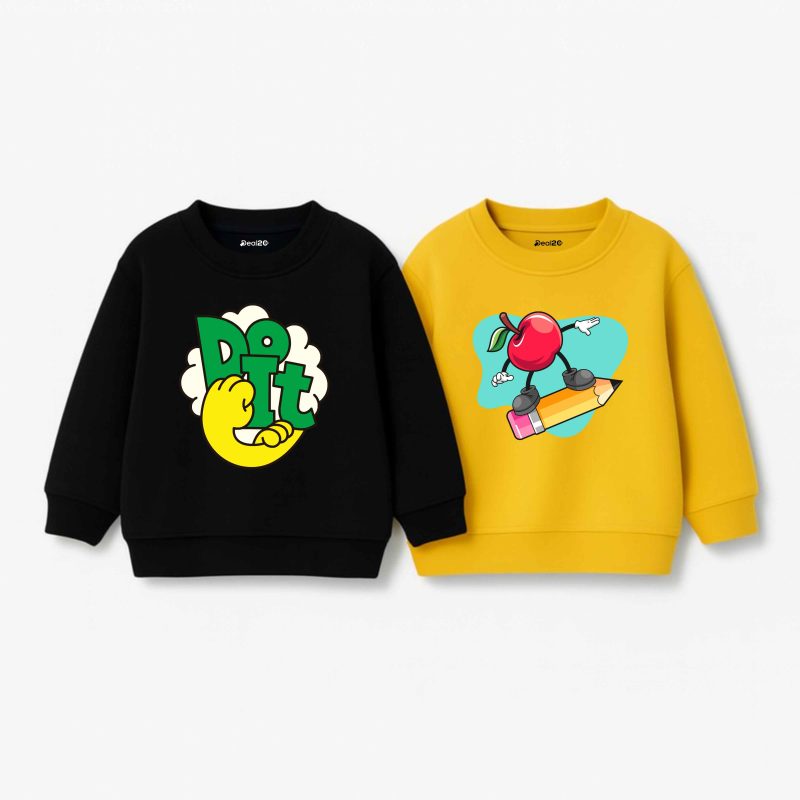 Pack of 2 Do It Apple Printed Sweatshirts for Young Kids Pack of 2 Do It Apple Printed Sweatshirts for Young Kids