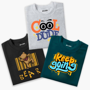 Pack of 3 Cool Happy Bear Printed Summer T-Shirts