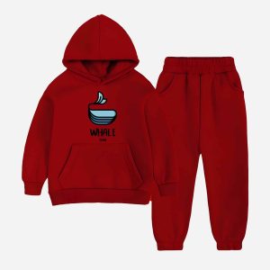 Whale Printed Hooded Tracksuit For Young Kids