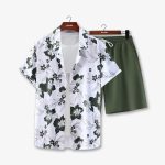 Mens Summer Blossoms Green Floral Printed Short Suit