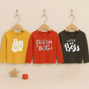 Pack of 3 Sky Dream Star Printed Long Sleeve T-shirts for Young Kids