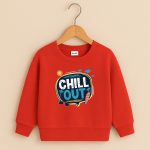 Chill Out Printed Red Sweatshirt for Young Kids