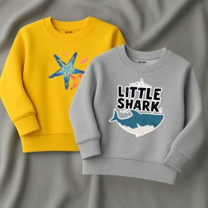 Pack of 2 Little Shark Printed Sweatshirts for Young Kids