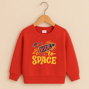 Ride Space Printed Red Sweatshirt for Young Kids