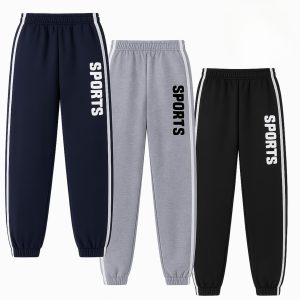 Pack of 3 Sports Print Stripped Sweatpants for Kids