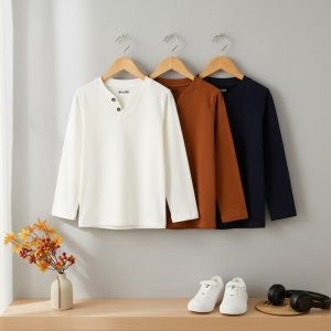 Bundle of 3 Iconic Buttoned Long Sleeve T-Shirts for Kids