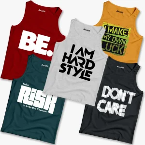 Pack of 5 Be Risk Hard Free Care Kids Printed Tank Tops