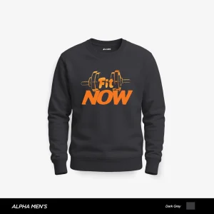 Fit Dumbbell Printed Dark Grey Sweatshirt for Men