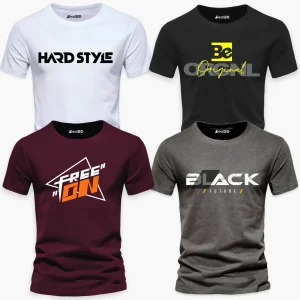 Pack of 4 Next Future Be Hard Mens Printed T-Shirts